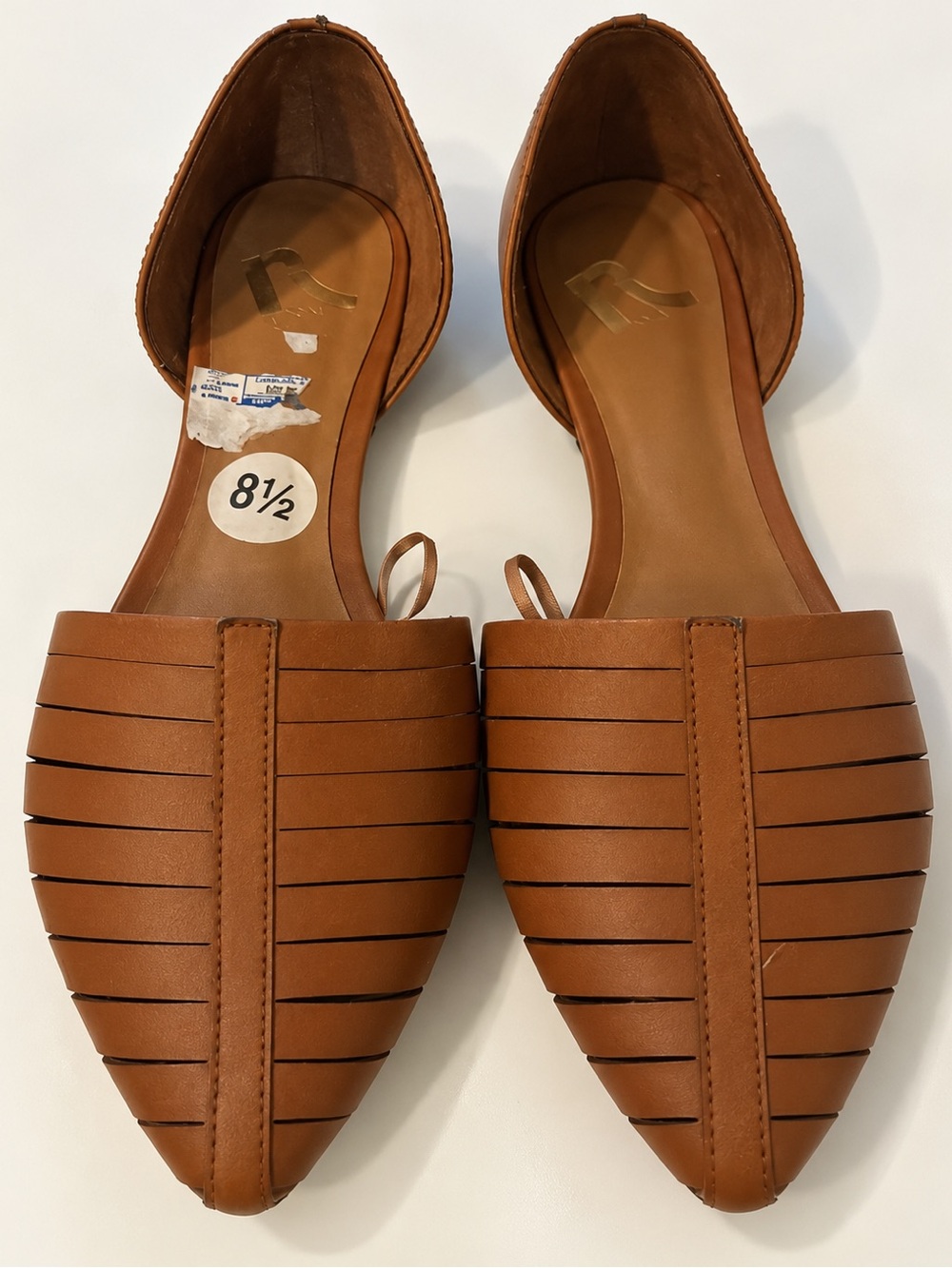 Women's Tan Strappy Pointed D'Orsay Flats